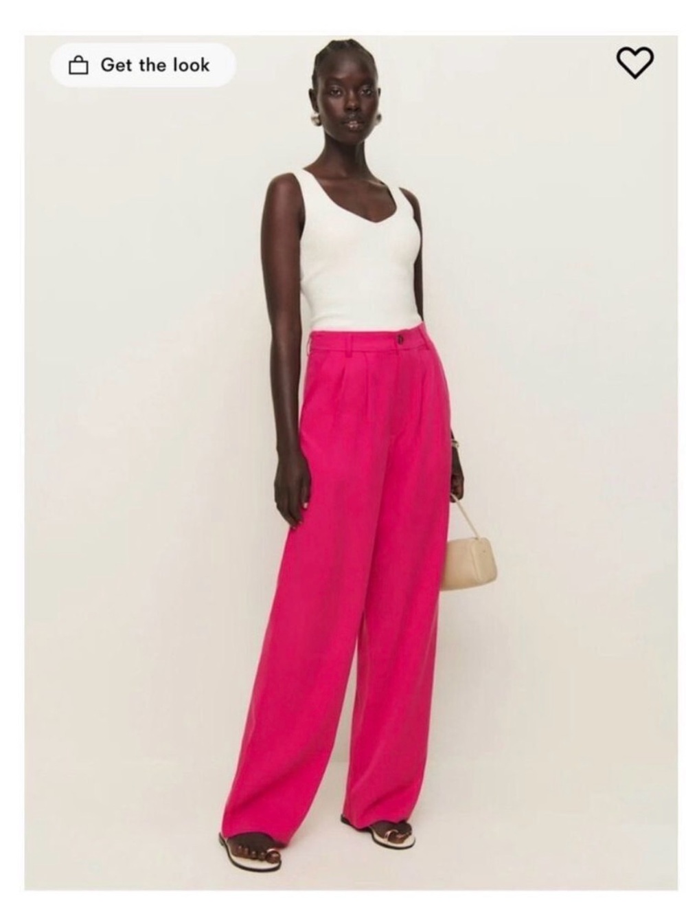 Reformation Wide-Leg High-Rise Trousers in Hot Pink